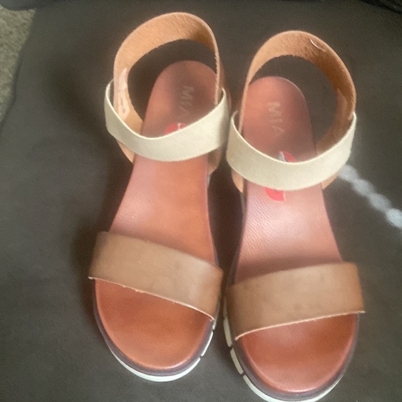 Brown wedge comfy sandals size 10 - Picture 5 of 5